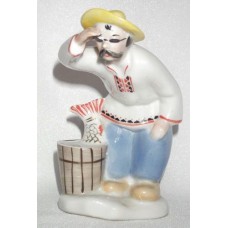 USSR 1950' FisherMan with Fish Polonne Porcelain