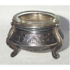 Vintage Russian Open Salt  with Nickel Silver Base
