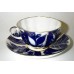 Lomonosov Cobalt Gold Cup and Saucer Winter Eve