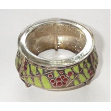Vintage Russian Glass Open Salt Enamel Base