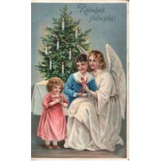Children and Angel Antique Postcard