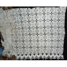 Fabulous Antique Russian Crochet Curtain Bedspread 19 c