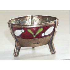 Vintage Russian Open Salt  with Enamel Base and Spoon