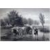 Антикварная гравюра «Водовоз»