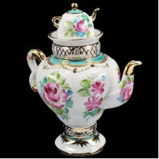Rare Teapot Samovarchik Russian Imperial Lomonosov Porcelain