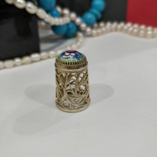 Unique Russian Filigree Thimble with Enamel