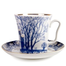 Cobalt Gold Mug and Saucer Church Lomonosov porcelain.