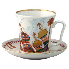 Church of the Savior on Blood Mug and Saucer Lomonosov Imperial porcelain
