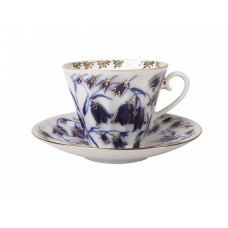 Lomonosov Cobalt Gold Cup and Saucer Bluebells