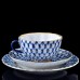Lomonosov Gold Cobalt Net Tea Set 3pcs