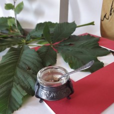 Vintage Open Salt  with Nickel Silver Base and Spoon