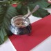Vintage Open Salt  with Nickel Silver Base and Spoon