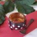 Vintage Russian Enamel Open Salt and Little Spoon