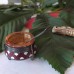 Vintage Russian Enamel Open Salt and Little Spoon