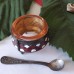 Vintage Russian Enamel Open Salt and Little Spoon