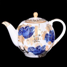Cobalt 22K Gold Teapot Golden Garden Russian Imperial Lomonosov porcelain