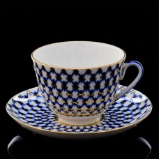 Cobalt Net 22K Gold Tea Set Imperial Lomonosov Porcelain