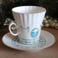 Vintage Bone china Cup and Saucer Lomonosov porcelain 1970