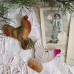 2 Hens Antique Dresden (Cardboard ) Christmas Ornaments Made in USSR 1940s