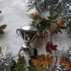 Samovar with Tiny Teapot Vintage Christmas Glass Ornament Made in USSR 1960