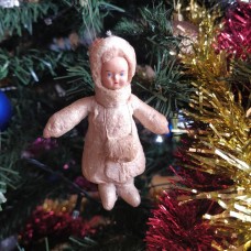 girl Muff (handwarmer) Antique Christmas Spun-Cotton Ornament Made in USSR 1940 girl Muff (handwarmer) Antique Christmas Spun-Cotton Ornament Made in USSR 1940