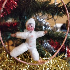 girl Muff (handwarmer) Antique Christmas Spun-Cotton Ornament Made in USSR 1940 girl Muff (handwarmer) Antique Christmas Spun-Cotton Ornament Made in USSR 1940