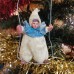 girl Muff (handwarmer) Antique Christmas Spun-Cotton Ornament Made in USSR 1940