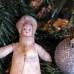 girl Muff (handwarmer) Antique Christmas Spun-Cotton Ornament Made in USSR 1940