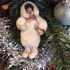Eskimo Antique Christmas Spun-Cotton Ornament Made in USSR 1920s