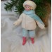 Boy with blue scarf Russian Christmas spun-cotton ornament (8570)