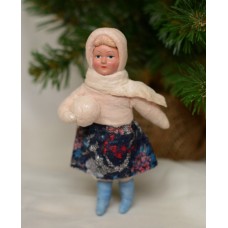 girl Muff (handwarmer) Antique Christmas Spun-Cotton Ornament Made in USSR 1940 girl Muff (handwarmer) Antique Christmas Spun-Cotton Ornament Made in USSR 1940