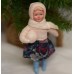 girl Muff (handwarmer) Antique Christmas Spun-Cotton Ornament Made in USSR 1940