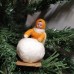 Girl Antique Christmas Spun-Cotton Ornament Made in USSR 1940