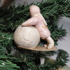 Girl Antique Christmas Spun-Cotton Ornament Made in USSR 1940 Girl Antique Christmas Spun-Cotton Ornament Made in USSR 1940