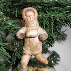 girl Muff (handwarmer) Antique Christmas Spun-Cotton Ornament Made in USSR 1940