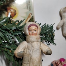 Girl Antique Christmas Spun-Cotton Ornament Made in USSR 1940 Girl Antique Christmas Spun-Cotton Ornament Made in USSR 1940