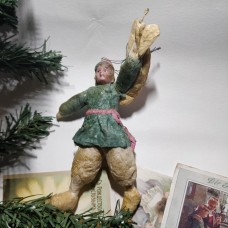 girl Muff (handwarmer) Antique Christmas Spun-Cotton Ornament Made in USSR 1940
