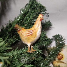 Hen Antique Russian Christmas Spun-Cotton Ornament 1960