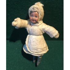 Dancing Girl Antique Russian Christmas Spun-Cotton Ornament Made in USSR 1960.