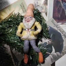 Dwarf Antique Russian Christmas Spun-Cotton Ornament Made in USSR 1960.