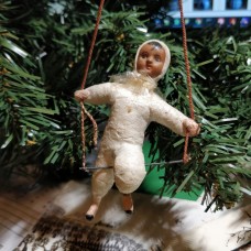 acrobat  Antique Russian Christmas Spun-Cotton Ornament Made in USSR 1960.