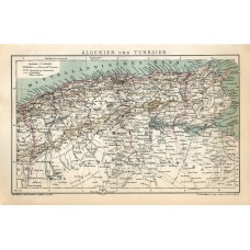 1901 ALGERIA and TUNISIA Antique Map dated