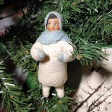 Girl Antique Russian Christmas Spun-Cotton Ornament Made in USSR 1960 Girl Antique Russian Christmas Spun-Cotton Ornament Made in USSR 1960