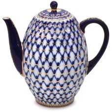 22K Gold Cobalt Net Coffee Pot Russian Lomonosov porcelain