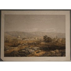 1880 Jerusalem Israel Antique Large colored lithographic Panoramic view