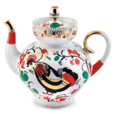 Golden Cockerels Teapot, Lomonosov porcelain