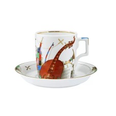 22K Gold Tea Cup and Saucer Music Imperial Lomonosov Porcelain