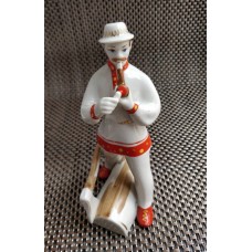 Woodcutter with pipe Polonne porcelain figurine Made in USSR Ukraina 1950s