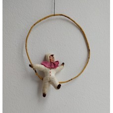 Acrobat with Hoop Christmas Spun-Cotton Ornament Made in USSR 1960