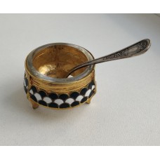 Vintage Russian Open Salt  with Enamel Base